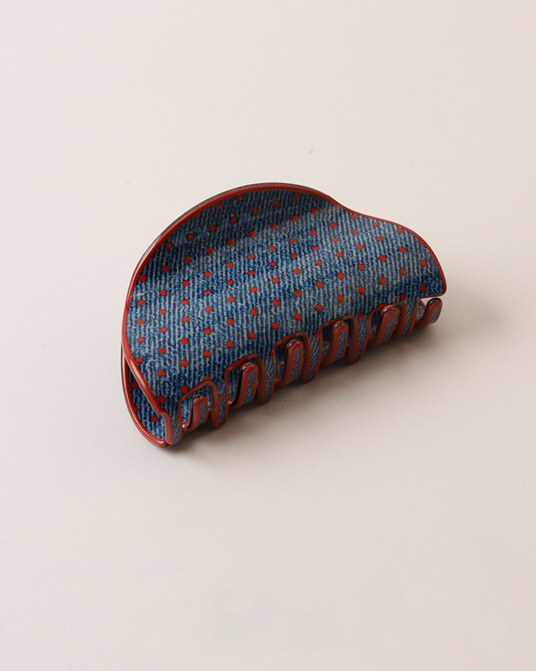 Denim Blue Vintage Polka Dot Hair Claw Clip