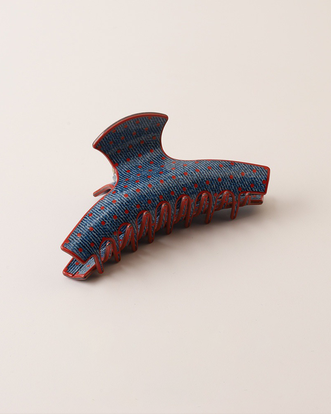 Denim Blue Vintage Polka Dot Hair Claw Clip
