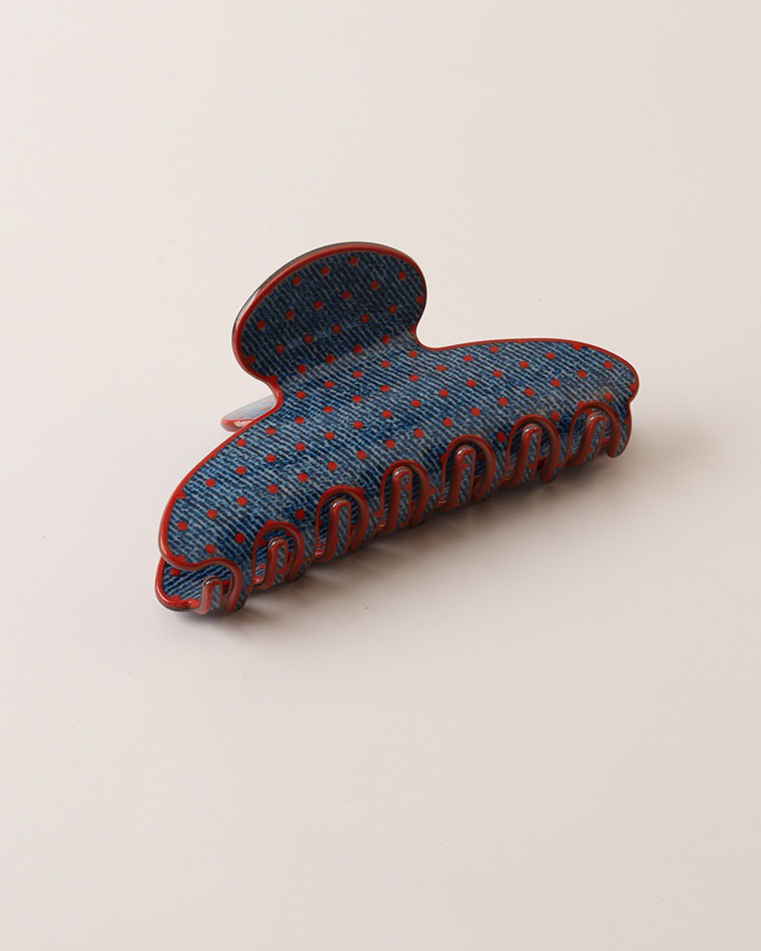 Denim Blue Vintage Polka Dot Hair Claw Clip