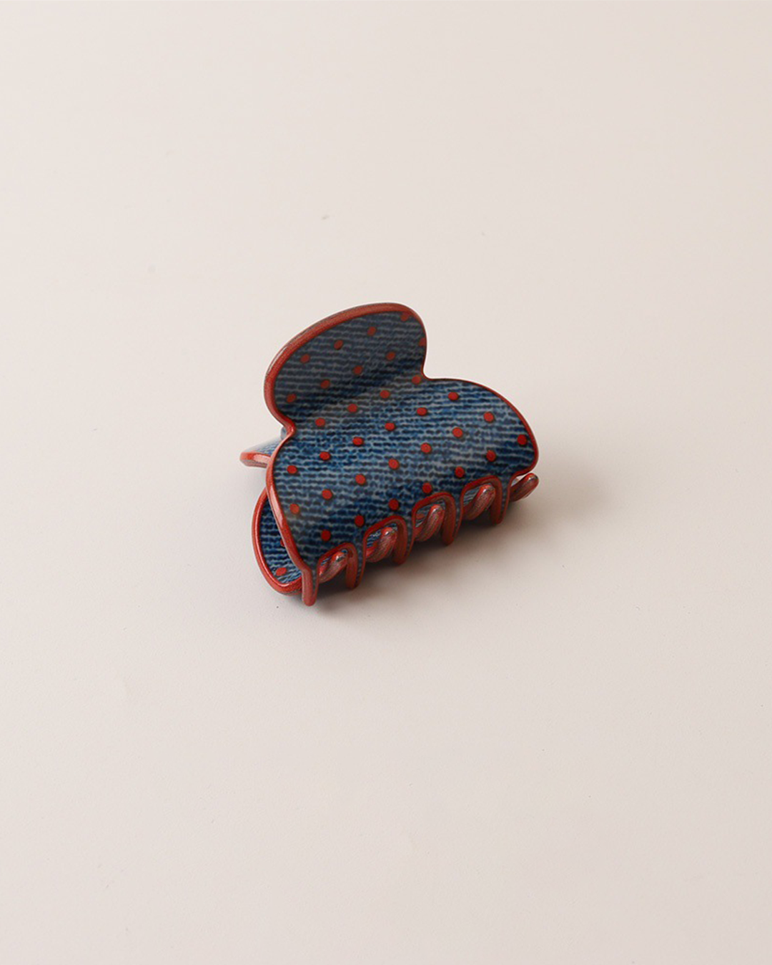 Denim Blue Vintage Polka Dot Hair Claw Clip