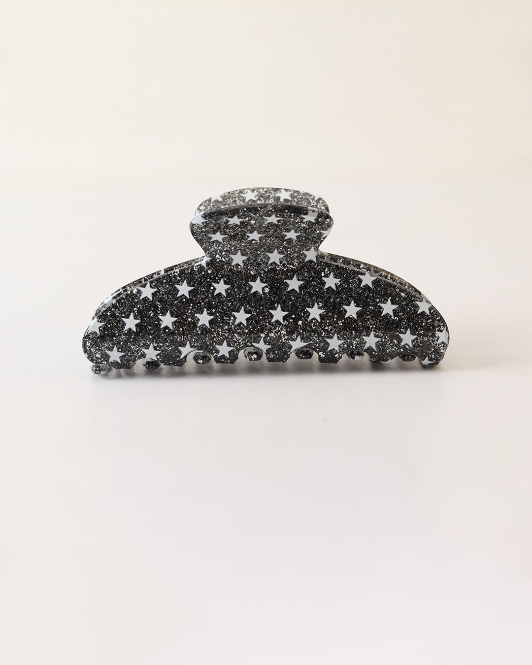 Black Glitter Star Print Hair Claw Clip