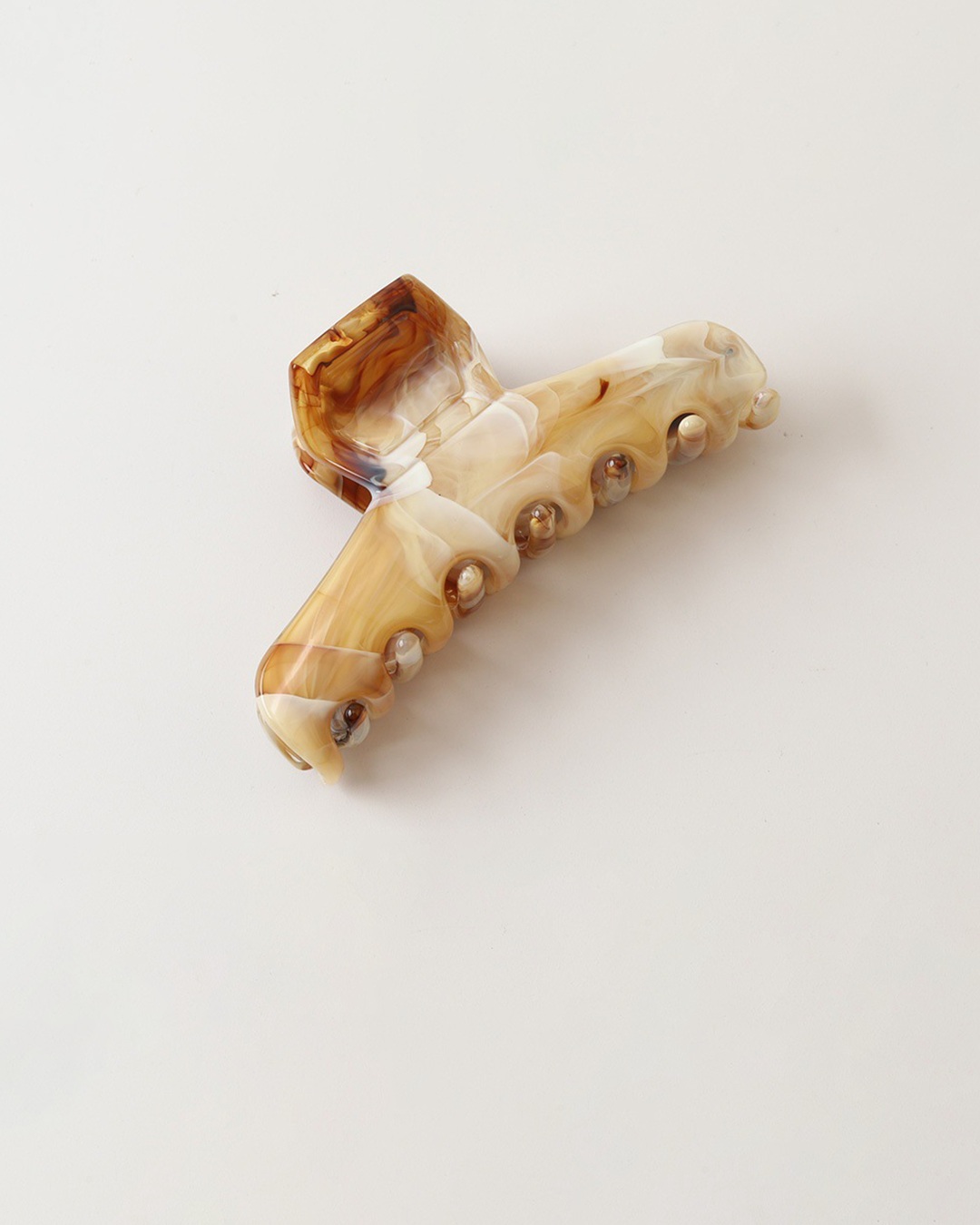 Cream Marble Acetate Hair Claw Clip