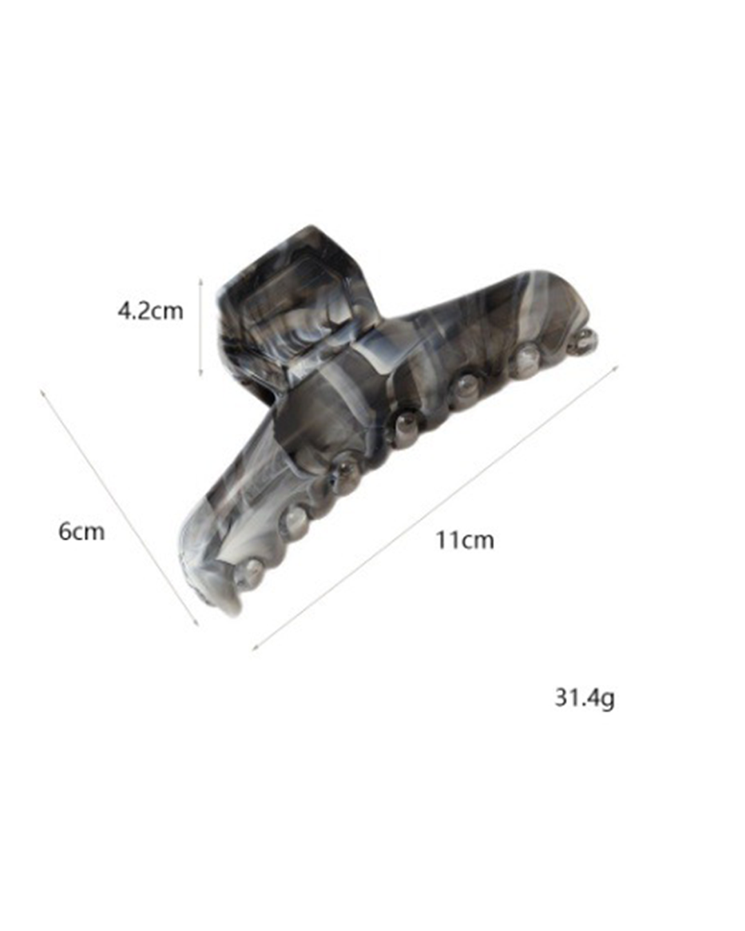 Grey Marble Acetate Hair Claw Clip