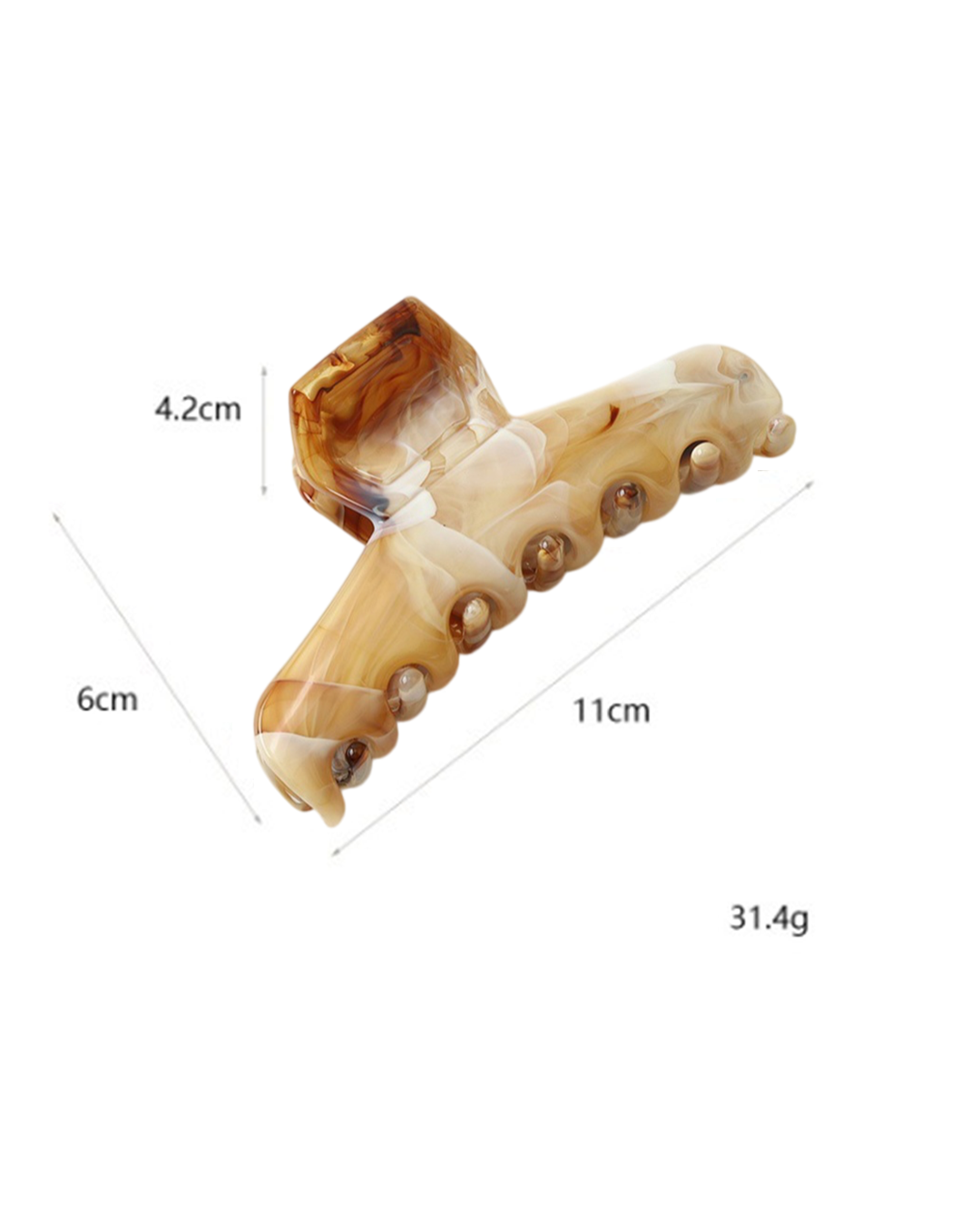 Cream Marble Acetate Hair Claw Clip