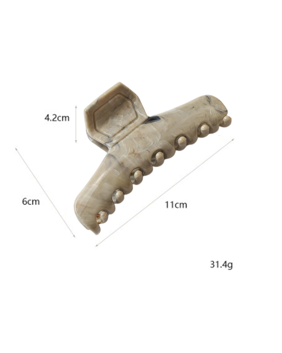 White Marble Acetate Hair Claw Clip